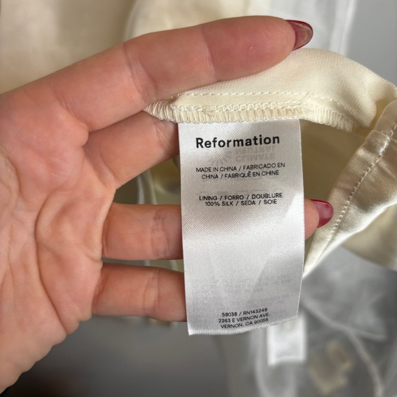 Reformation Vina Mesh Overlay Silk Minidress 4 Ivory - Picture 7 of 12